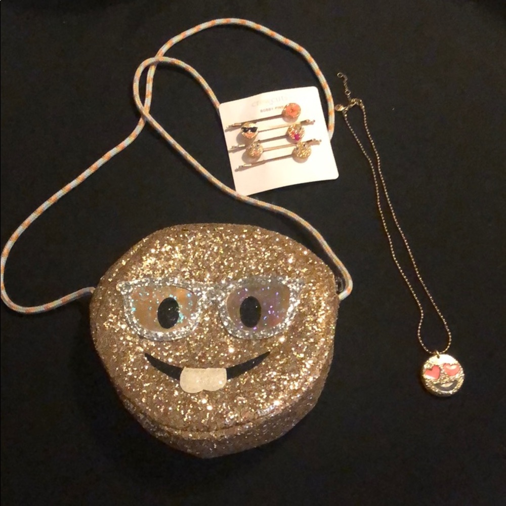 J. Crew Girls’ Emoji Purse, Necklace, & Bobby Pins